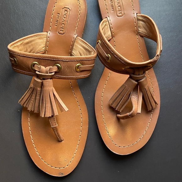 Coach “Sheena” leather tassel sandals - Picture 1 of 8